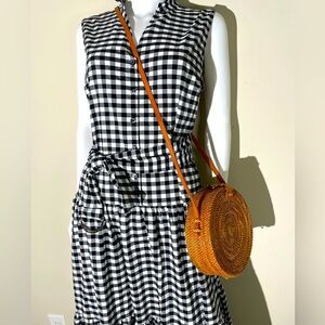 Straw Studios Raffia Crossbody Bag Purse Made In Bali Round Lined NEW BOHO Chic